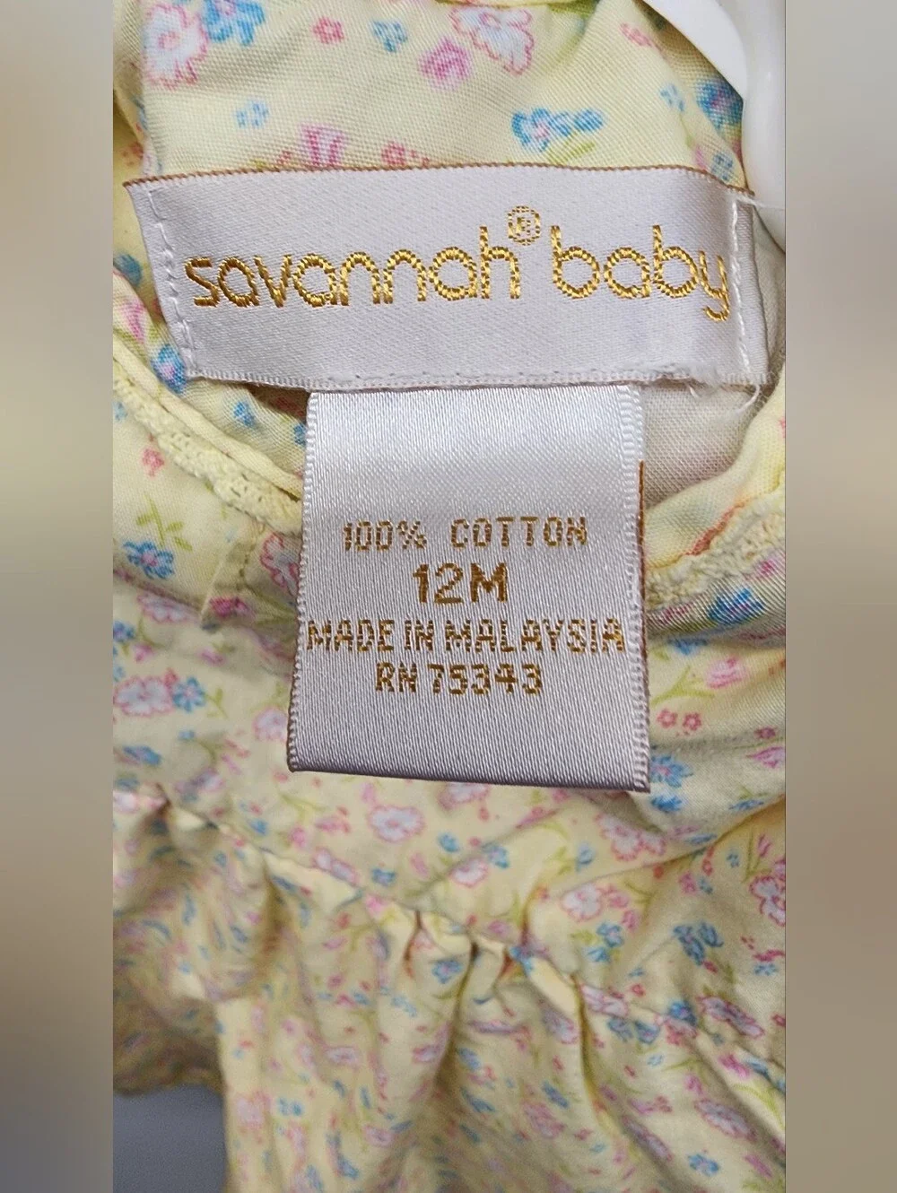 Savannah Baby 12M Yellow Floral Cotton Dress Ruffle Tiered